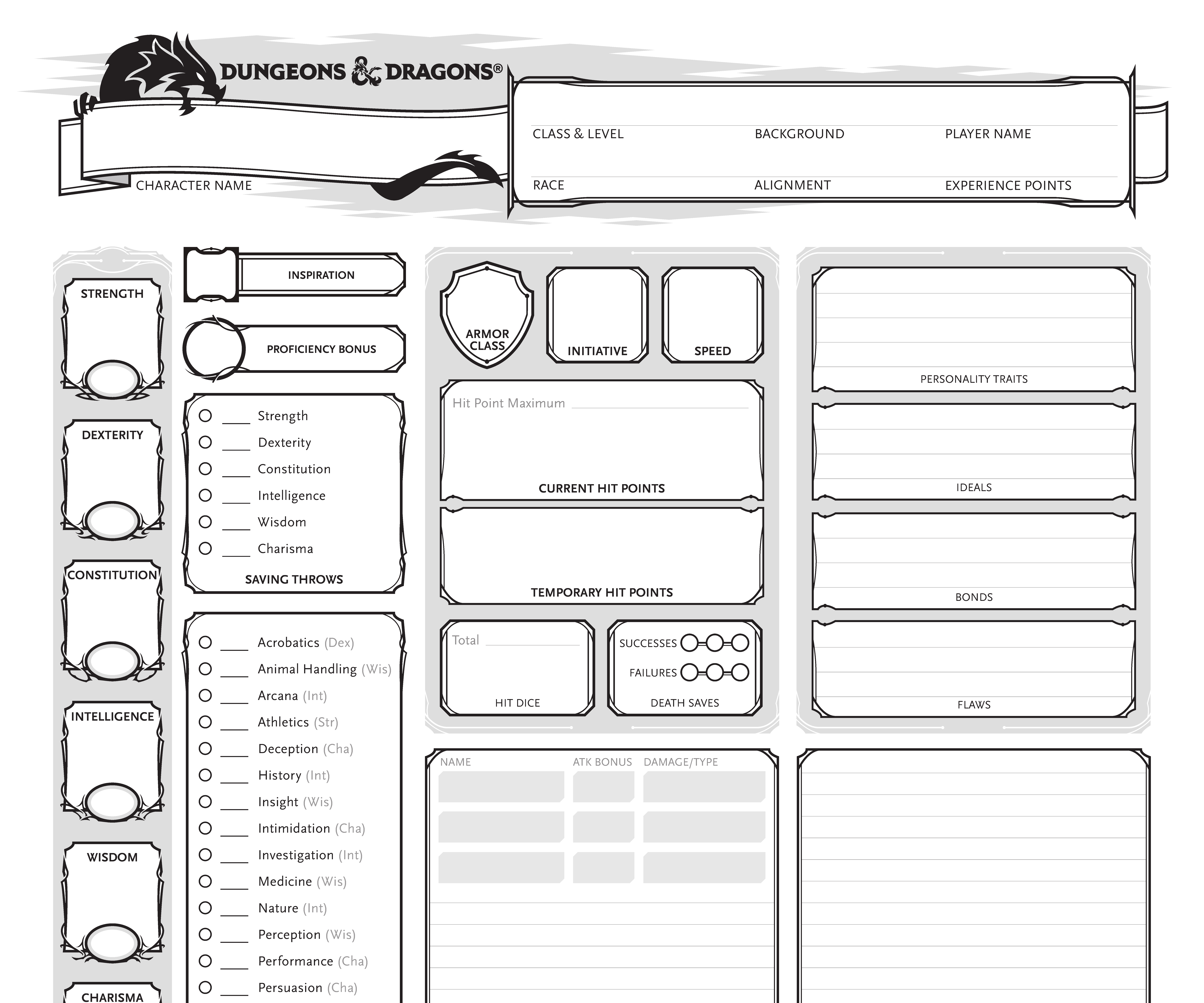 D&d 5e Character Sheet Fillable Online
